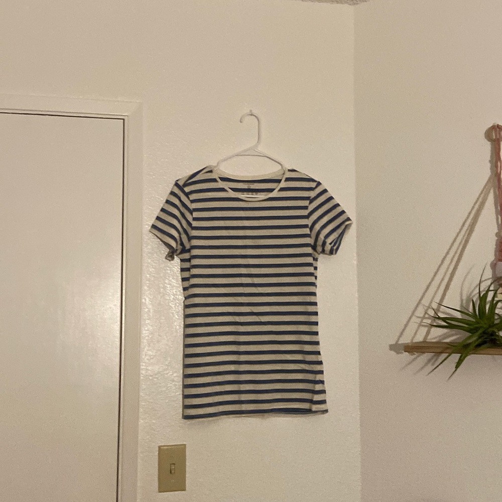 Large, Primark, tshirt, blue yellow and white stripes